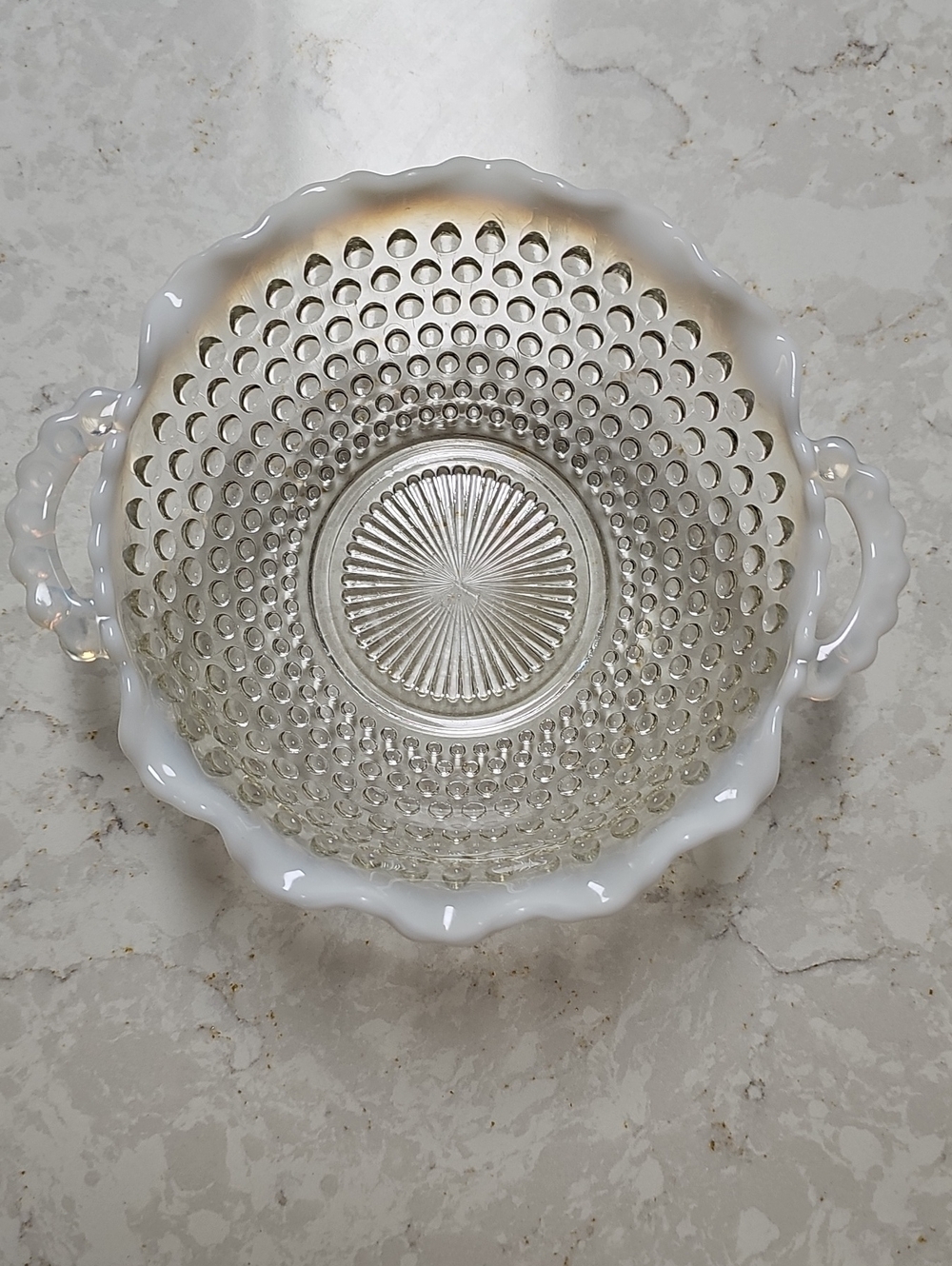 Vintage Anchor Hockings Hobnail Serving Bowl with Handles